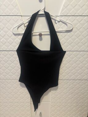 Black Halter One-Piece Bodysuit